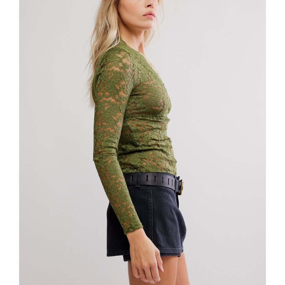 FREE PEOPLE All Day Lace Long Sleeve / Terrarium - Picture 2 of 6